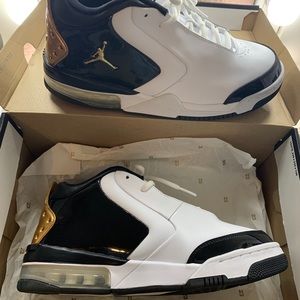 White/Black/Metallic gold  Jordans